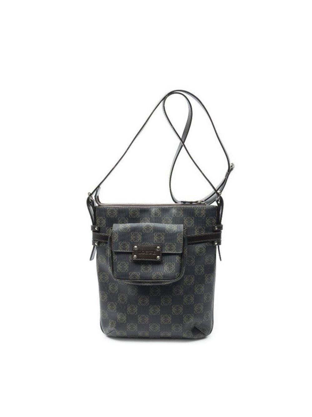 Loewe Pocket Messenger Dark Brown Dark Gray Anagram Canvas